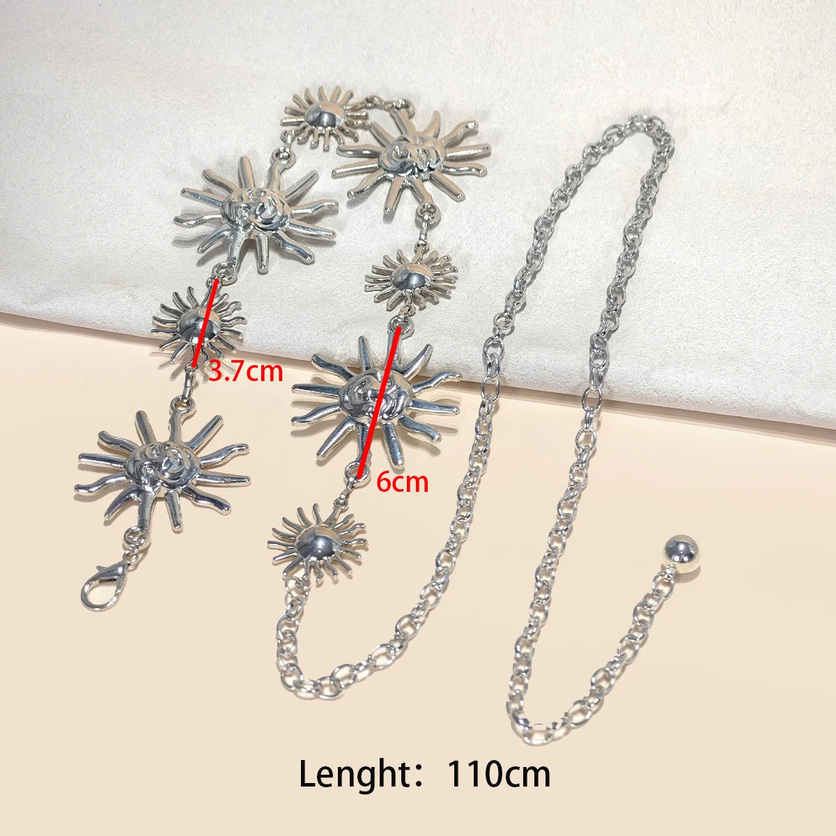 PENDRA Seraina Metal Silver Boho Waist Chain Belt