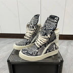 PENDRA Python Leather Black Leather High-Top Python-Pattern Platform Ankle Boots