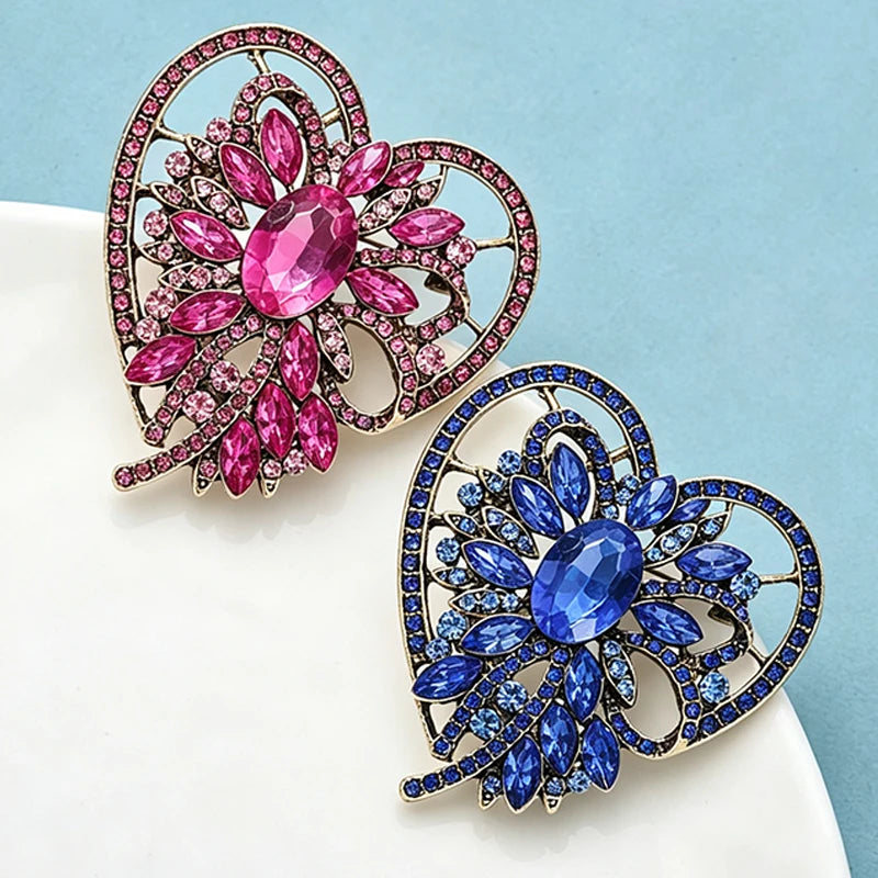 PENDRA Heartelle Vintage Crystal Heart Brooch