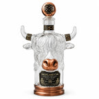Scottish Highland Cow Glass Whiskey Decanter Vintage Copper Accent Liquor Bottle for Home Bar Display and Men’s Gift