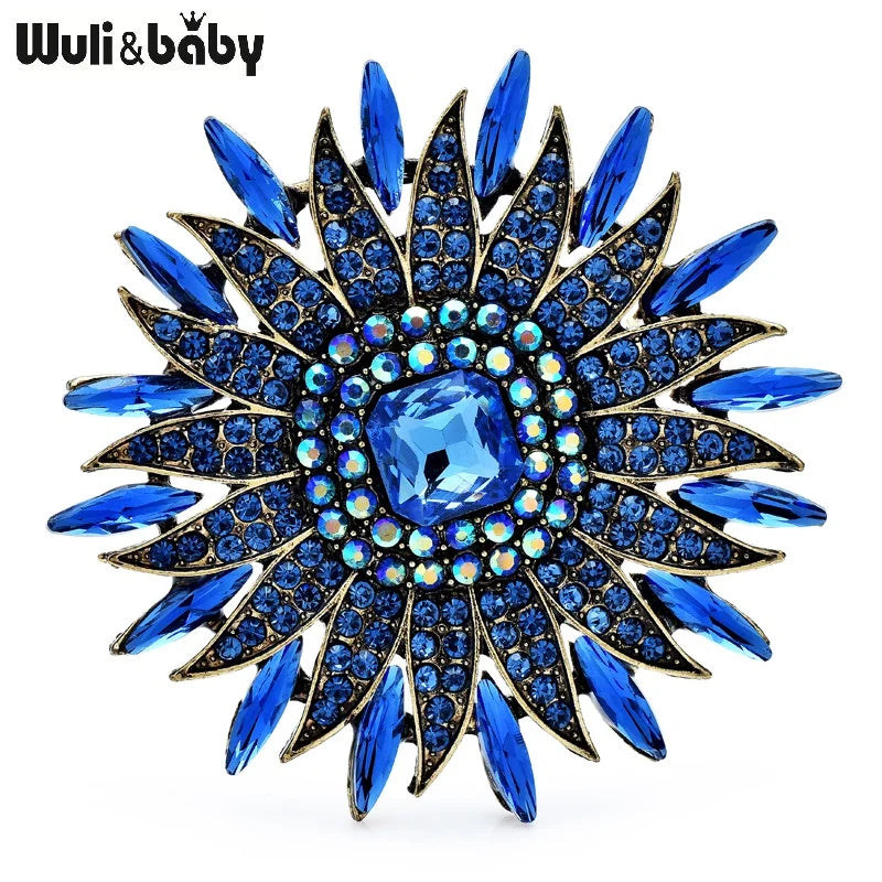 PENDRA Solara Sparkling Rhinestone Sun Brooch