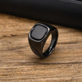 Mprainbow Stylish Black Stone Rings for Men Boys,Waterproof Stainless Steel Signet Ring,Jewelry Gifts for Him,anel masculino
