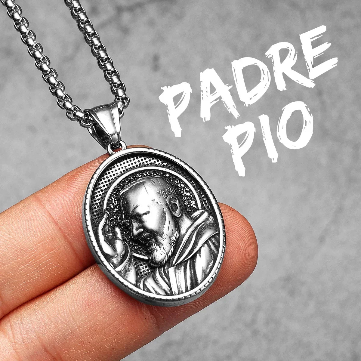 PENDRA Catholic Padre Pio Steel Necklace