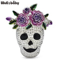 PENDRA Wear Flowers Skull Brooch
