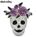 PENDRA Wear Flowers Skull Brooch