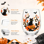 Halloween Pumpkin Scarecrow Whiskey Glass Stemless Tumbler with Crow Sticker Design for Party Drinkware Gift