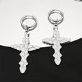 Stainless Steel Jesus Christian Cross Hoop Earrings for Women Men Beliefs Religious Dangle Earring Ear Rings Jewelry E3556S06