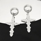 Stainless Steel Jesus Christian Cross Hoop Earrings for Women Men Beliefs Religious Dangle Earring Ear Rings Jewelry E3556S06