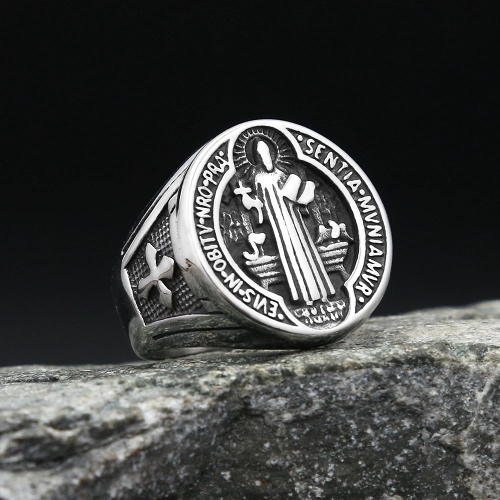 PENDRA Benedictus 316L Stainless Steel Saint Benedict Ring