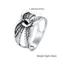 Punk Gothic Men Wings Ring,Stainless Steel Feather Band Statement Ring Signet Ring,Vintage Streetwear Trendy Jewelry Gift