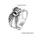 Punk Gothic Men Wings Ring,Stainless Steel Feather Band Statement Ring Signet Ring,Vintage Streetwear Trendy Jewelry Gift