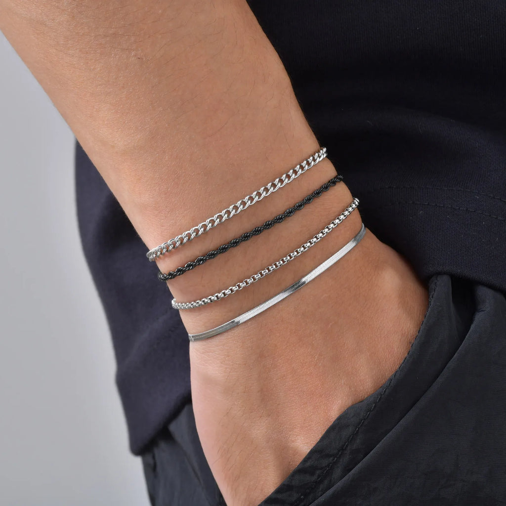 PENDRA Cuban Silver 4Pcs Bracelet