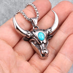 PENDRA Bullfight Bull Head Steel Necklace