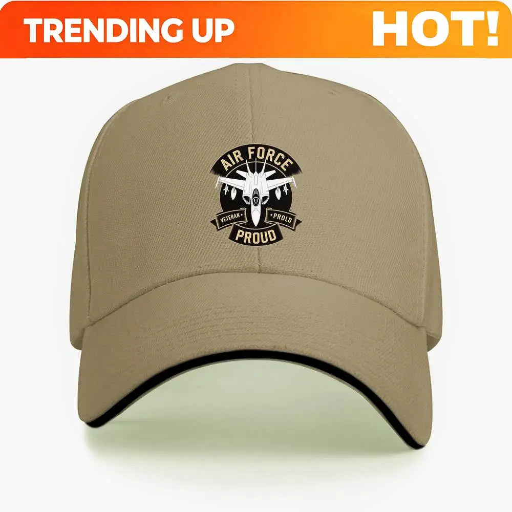 1pc "AIR FORCE PROUD" jet emblem, Baseball caps, unisex, travel caps.