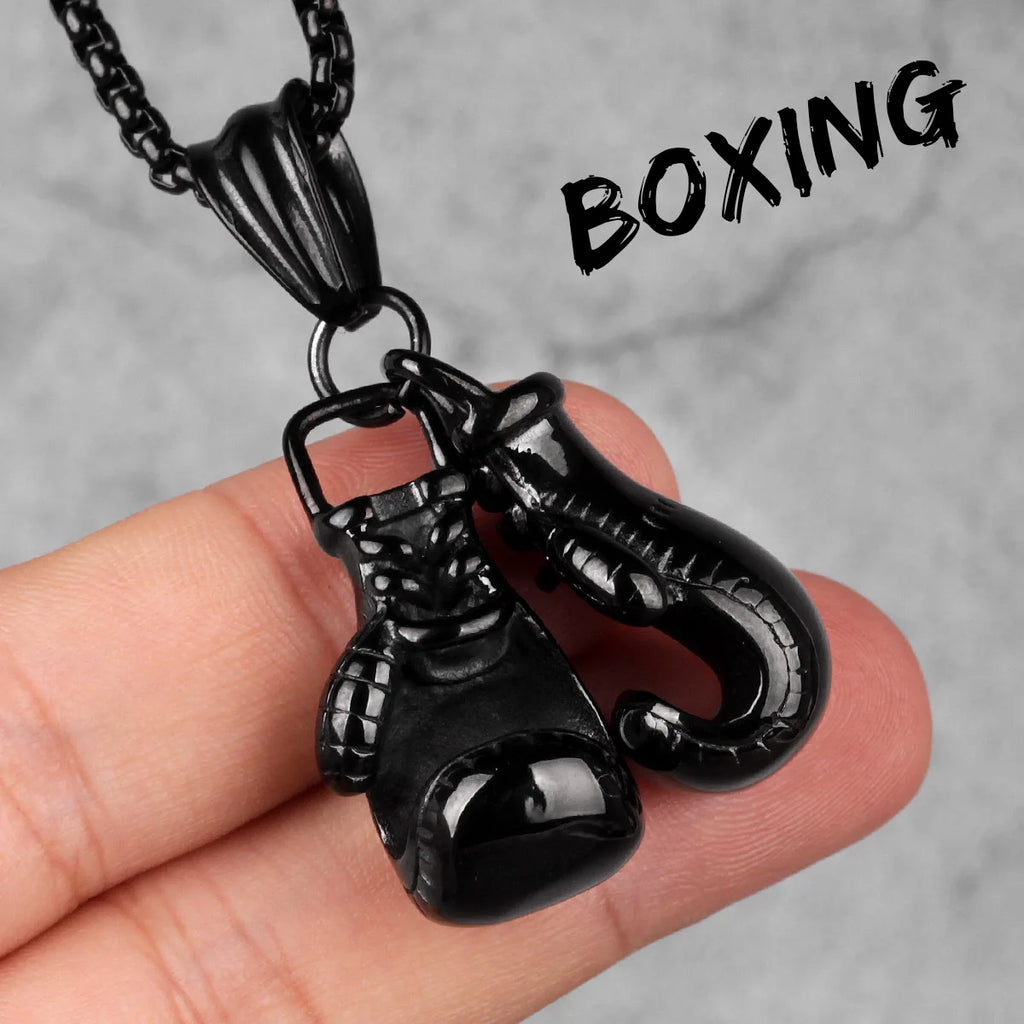 PENDRA Boxing Gloves Gym Steel Necklace