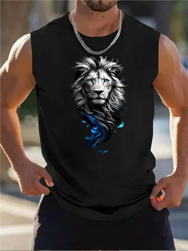 Summer Casual Men's Tank Top Outdoor Beach Men's Fashionable Sleeveless T-shirt Hawaiian-style 3D Palm Tree Print Men's Top
