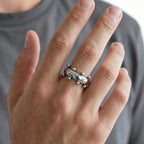 New Mini Metal Ball Bend Ring for Men,Stainless Steel Vintage Finger Rings,Punk Classic Party Jewelry Gifts