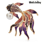 PENDRA Golden Fish Crystal Brooch