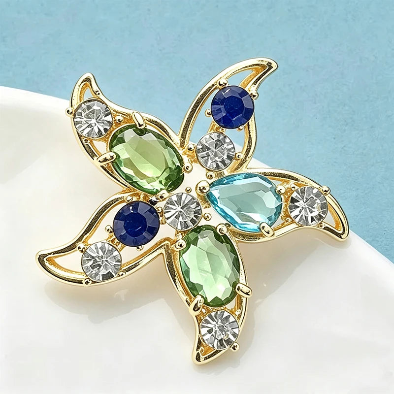 PENDRA Crystal Seastar Rhinestone Starfish Brooch