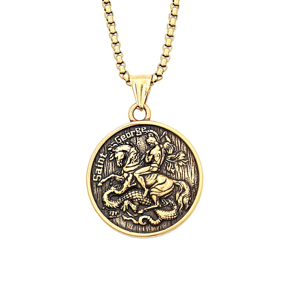 PENDRA Dragonslayer Saint George Pendant Necklace