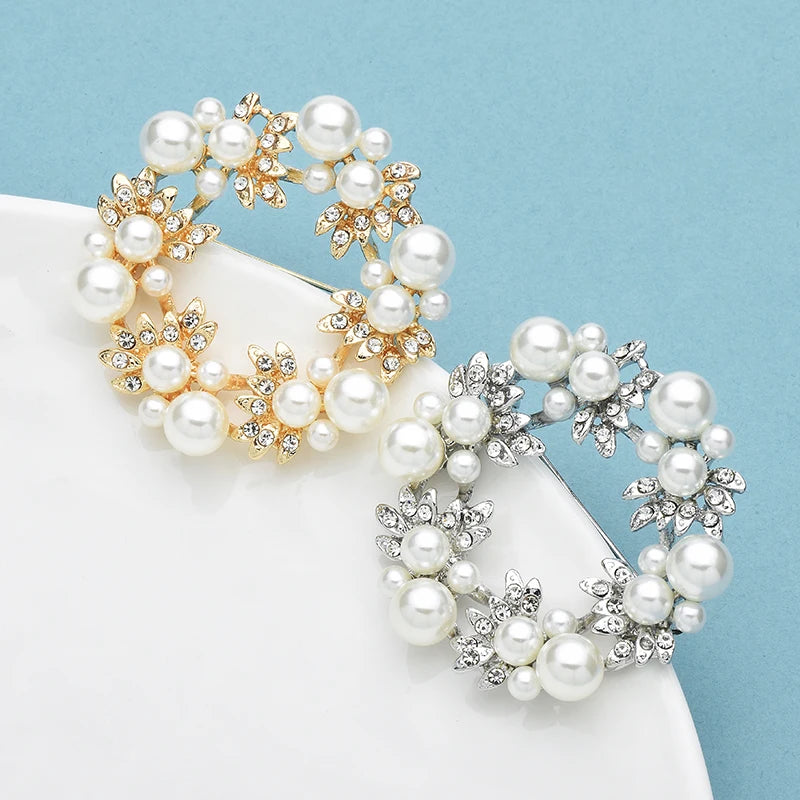 PENDRA Wreathfleur Pearl Flower Wreath Brooch
