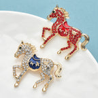 PENDRA Rhinestone Horse Brooch