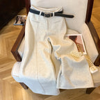 Old money style thick wide leg pants women autumn and winter Korean version solid color hanging feel straight leg pants