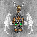 PENDRA Steampunk Skull Cross Steel Necklace