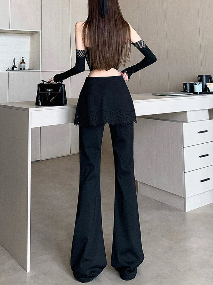 PENDRA Black Micro Flared Pants