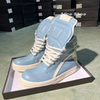 PENDRA Blue Geobasket Blue Leather High-Top Zip Lace-Up Edition 2 Ankle Boots