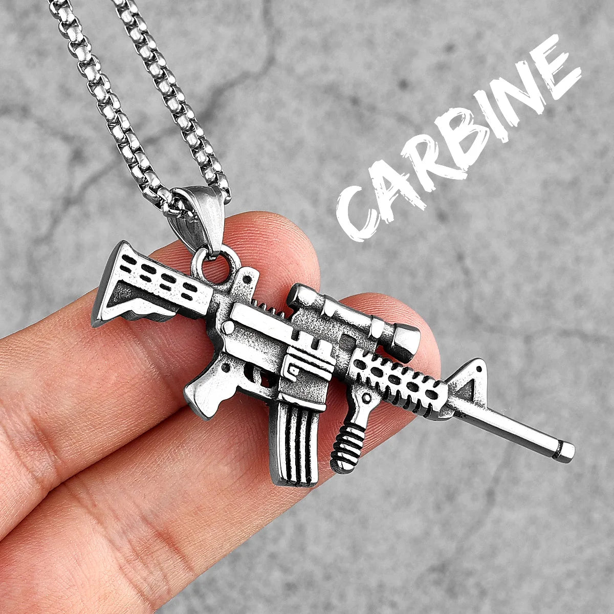 PENDRA Guns Shotgun Pistol Steel Necklace
