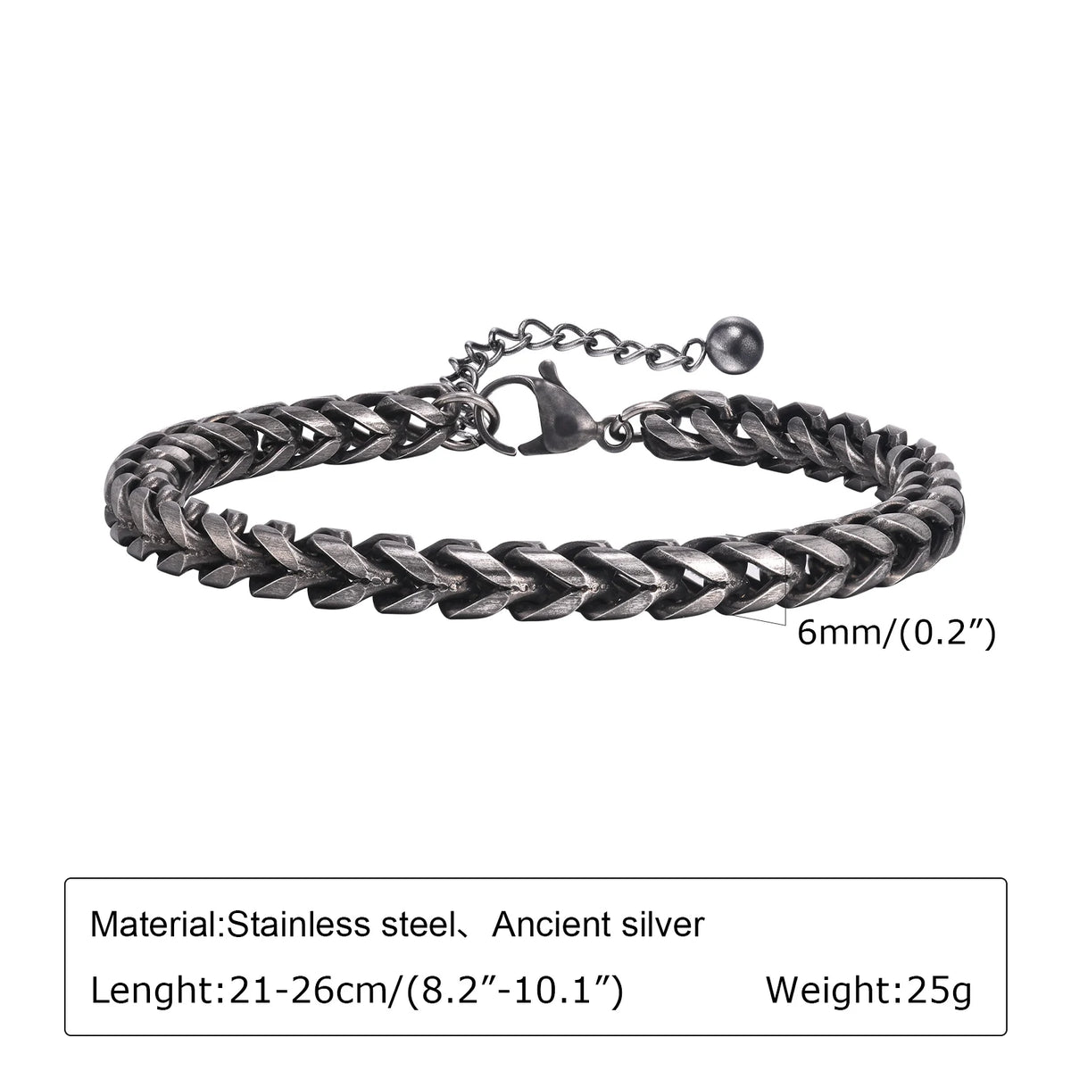 Retro Chain Bracelets for Men Boys,,Vintage Antique Stainless Steel Link Wristband,Classic Punk Jewelry Gifts