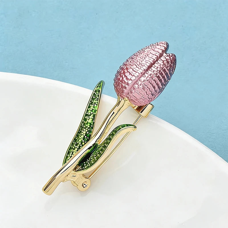 PENDRA Tulippa Enamel Tulip Flower Brooch