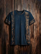 New Retro-style Outdoor Street Men's Loose Short-sleeved Casual Shirt With Tribal Ethnic Symbol Print Men's Fashionable T-shirt