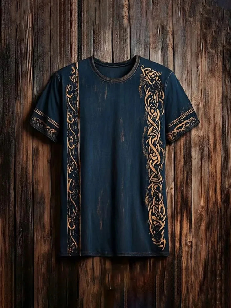 PENDRA Tribal Ethnic Rune-printed Retro Loose-fitting Short-Sleeve T-Shirt