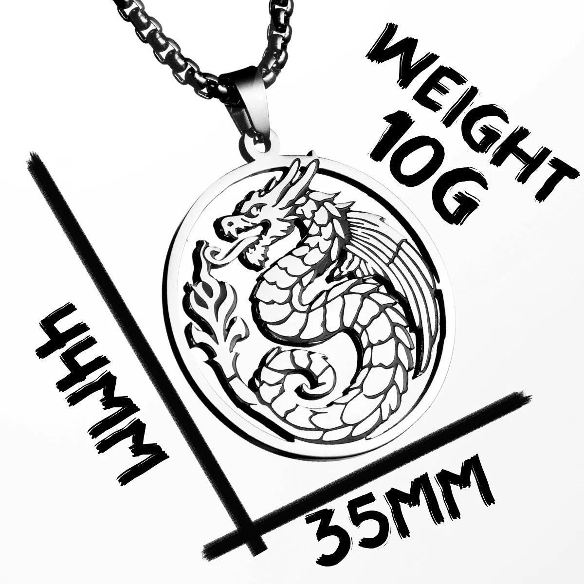 PENDRA Flying Dragon Sweater Steel Necklace
