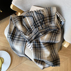 PENDRA Plaid Woolen Elastic Waist Wide Leg Pants