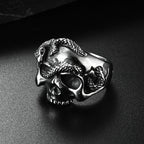 PENDRA Snakeskull Gothic Skull Snake Ring