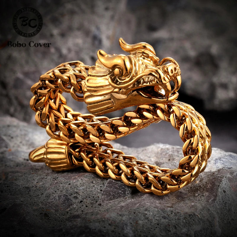 PENDRA Dragon Gold Steel Bracelet