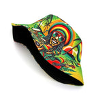 PENDRA Hip-hop Jamaican Character Print Double-sided Bucket Lightweight Fisherman Bucket Hat