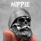 Big Beard Hippie Skull Stainless Steel Mens Rings Punk Hip Hop Cool for Male Boyfriend Biker Jewelry Creativity Gift Wholesale