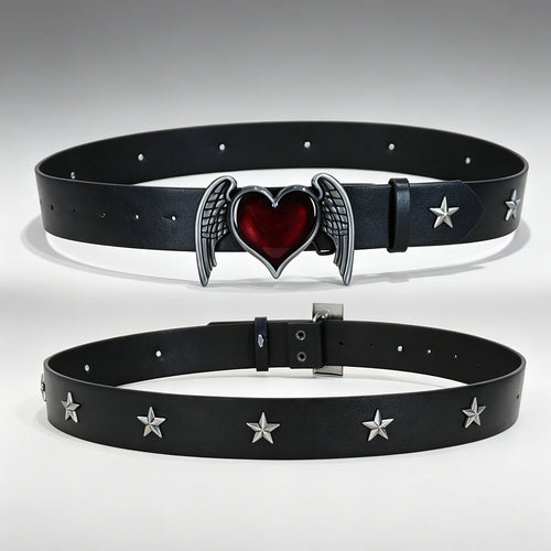 1pc Men's Belt dark punk skull buckle Stars rivet Waistband Female versatile Gothic decorative jeans belt Rock Sexpot Y2K Belt