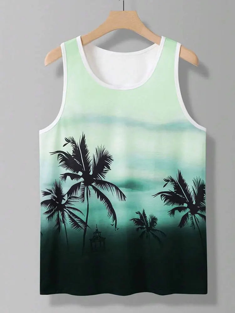 Summer Daily Casual Men's Sleeveless T-shirt Hawaiian Men's Tank Top Outdoor Beach Men's Tank Top Street Fashion Men's Tank Top