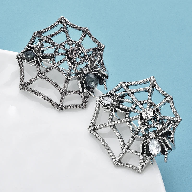 PENDRA Web Spider Rhinestone Insect Brooch
