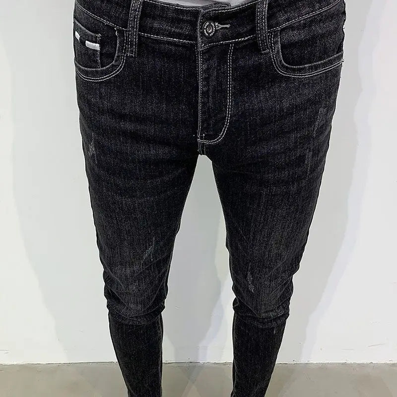 PENDRA Korean Slim Black Jeans