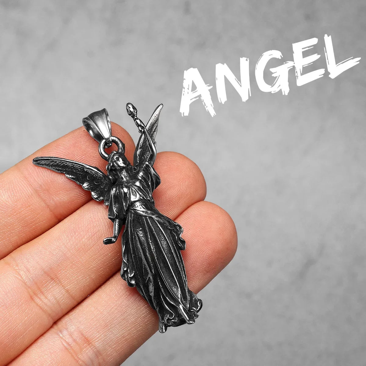 PENDRA Angel Statue Liberty Steel Necklace