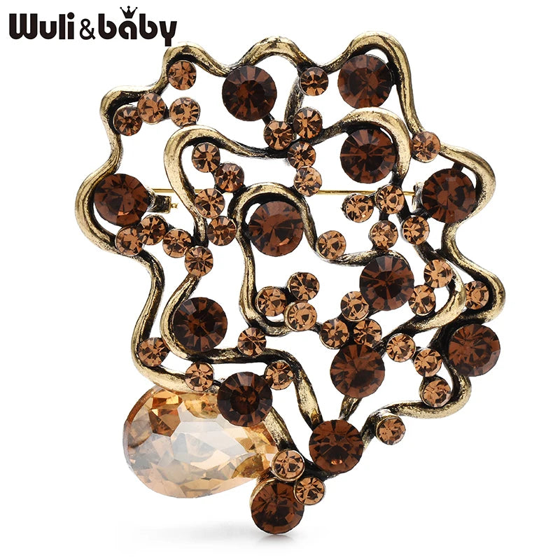 PENDRA Geometra Vintage Crystal Geometric Flower Brooch