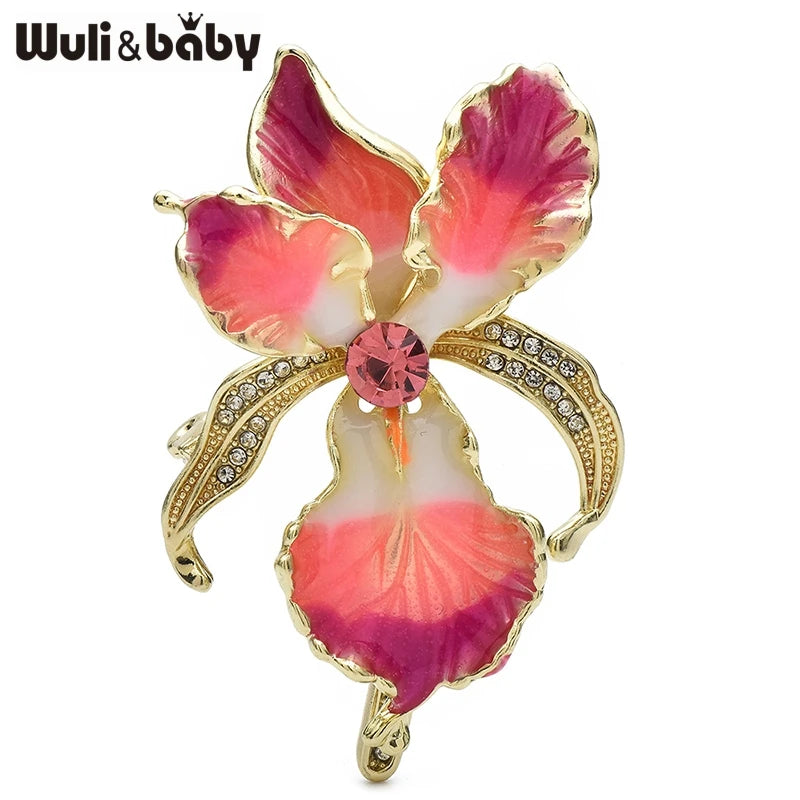 PENDRA Orchid Elegant Enamel Flower Brooch