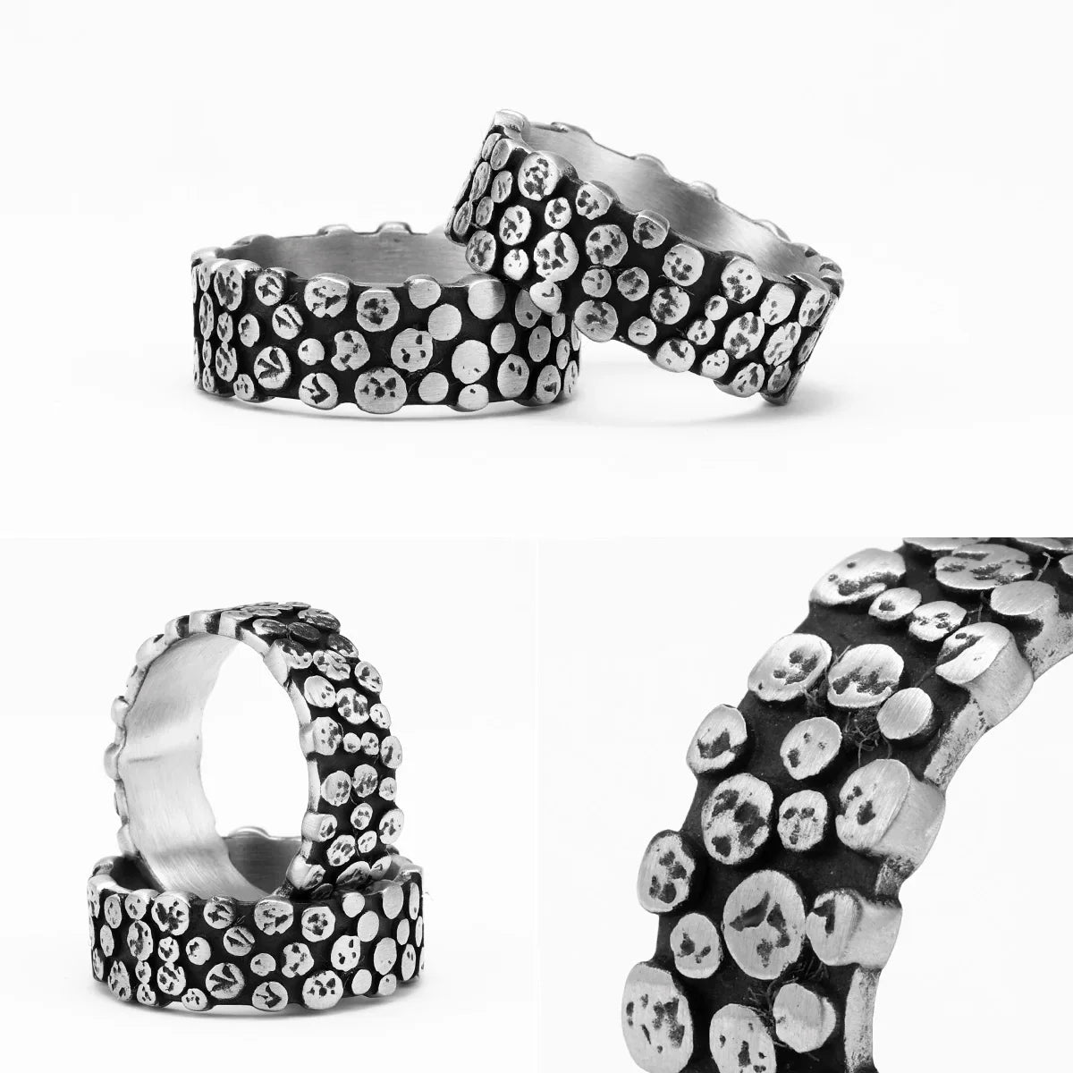 PENDRA Minimalism Spot Rock Steel Ring