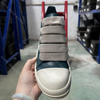 PENDRA Green Gothic Green Leather Low-Top Jumbo-Lace Thick-Sole Sneakers